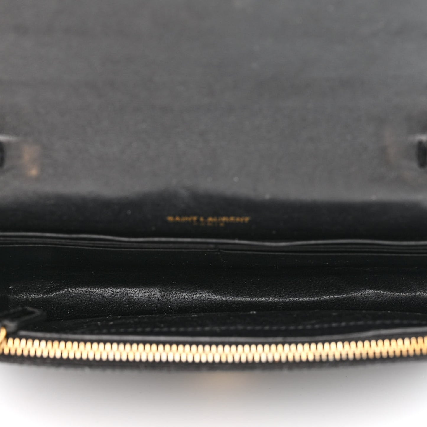 Calfskin Crocodile Embossed Kate Monogram Tassel Chain Wallet Black