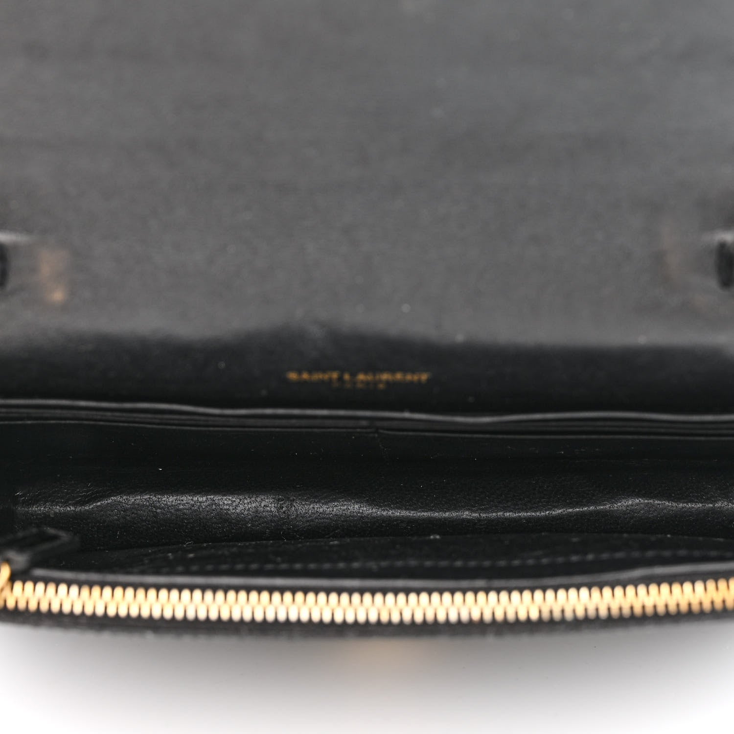 Saint Laurent Calfskin Crocodile Embossed Kate Monogram Tassel Chain Wallet Black 5 of 13