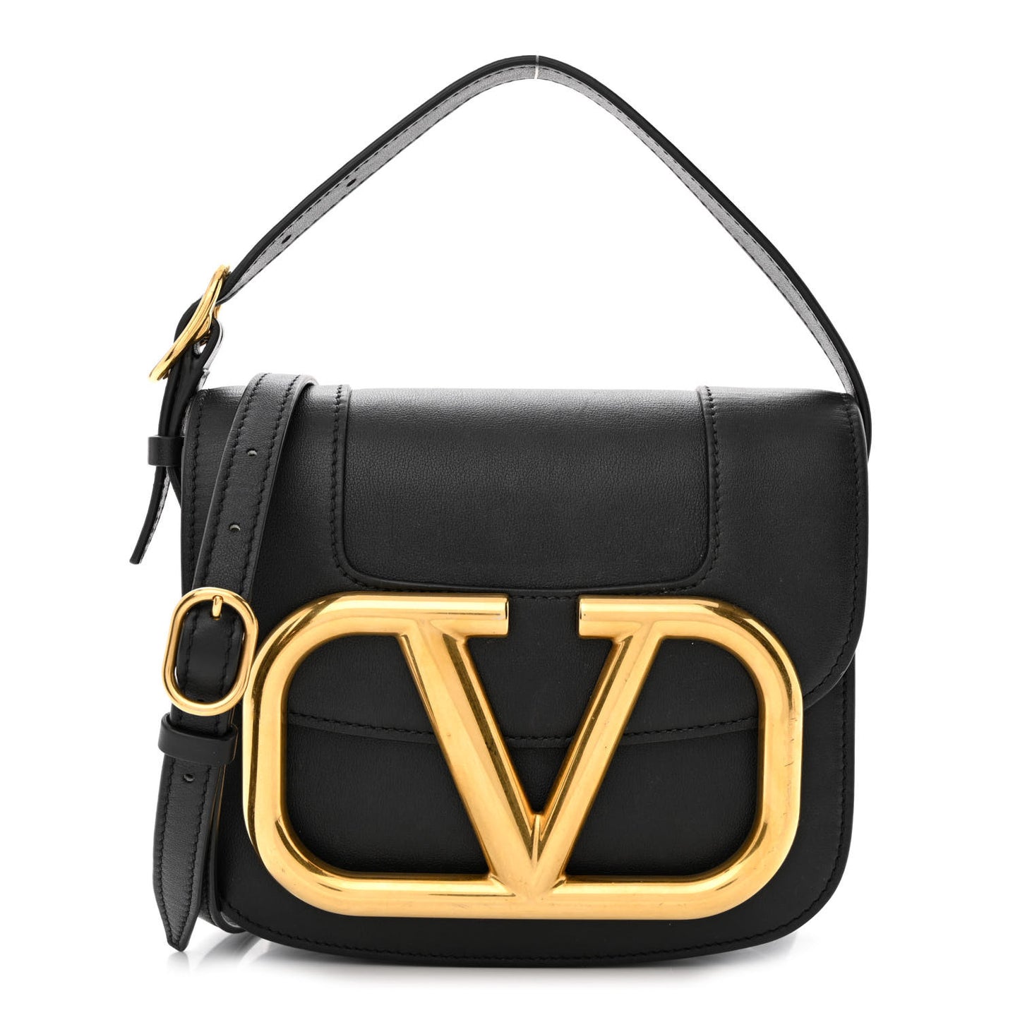 Calfskin Supervee Top Handle Crossbody Bag Black