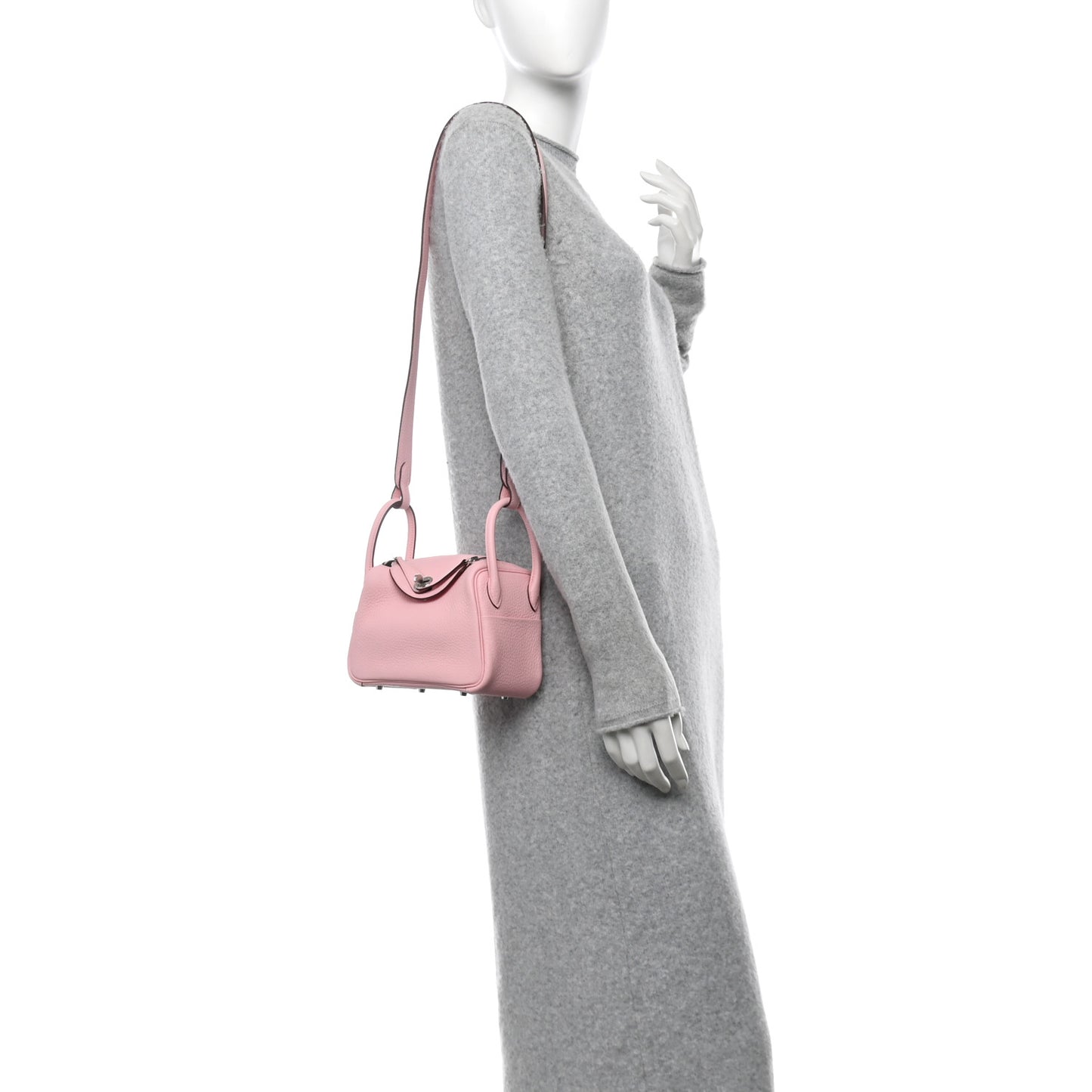 Taurillon Clemence Verso Mini Lindy 20 Rose Sakura Gris Perle