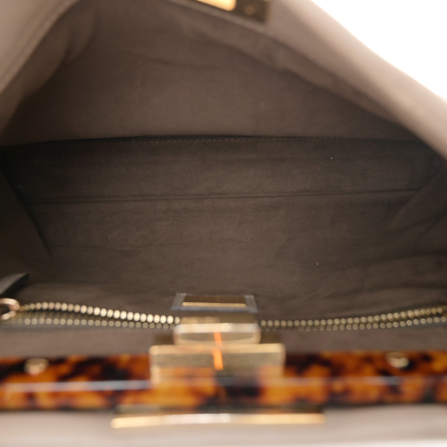 Fendi Vitello Seta Plexiglass Tortoise Medium Peekaboo Iconic Satchel Tortora 5 of 13