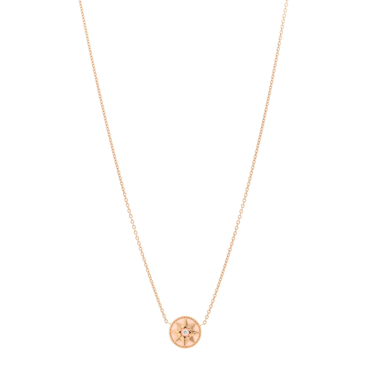 18K Rose Gold Diamond Pink Opal Rose Des Vents Necklace