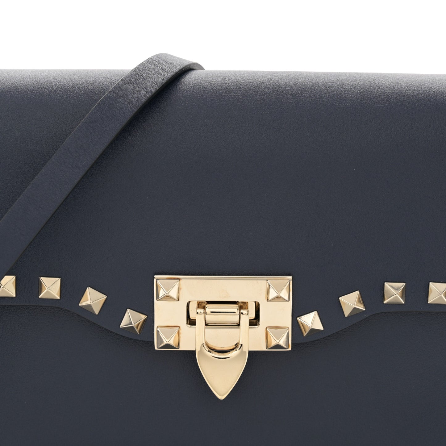 Vitello Medium Rockstud Flip Lock Crossbody Bag Pure Blue