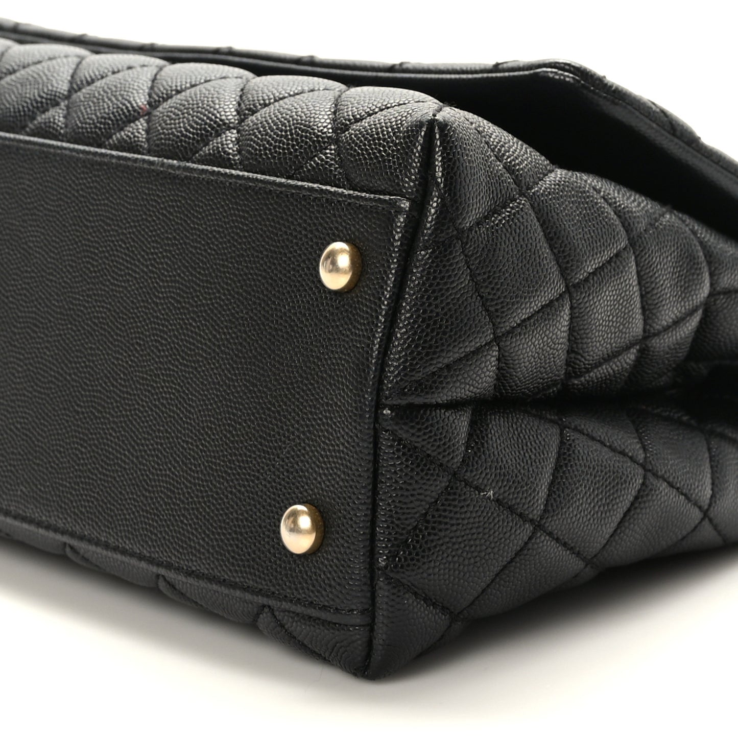 Caviar Lizard Embossed Quilted Small Coco Handle Flap Black