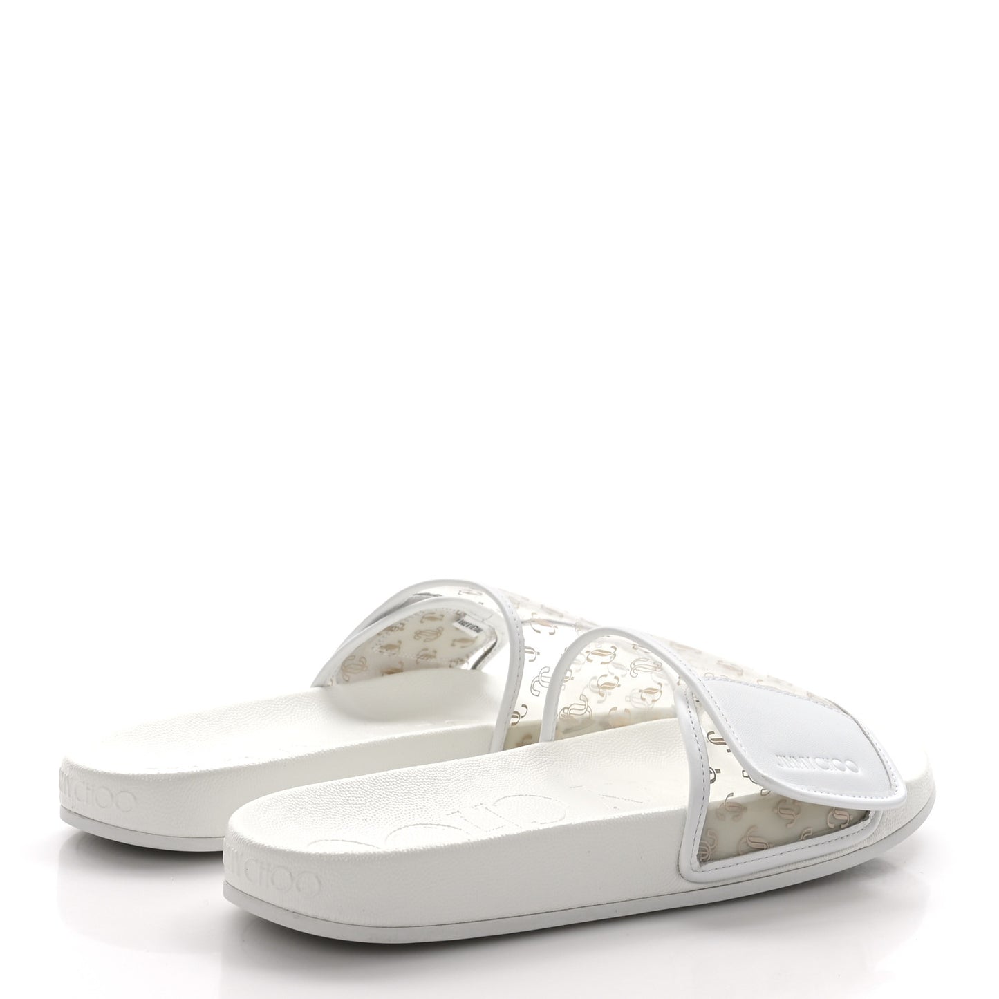 Plexi Lambskin Logo Print Fitz Slide Sandals 40 White