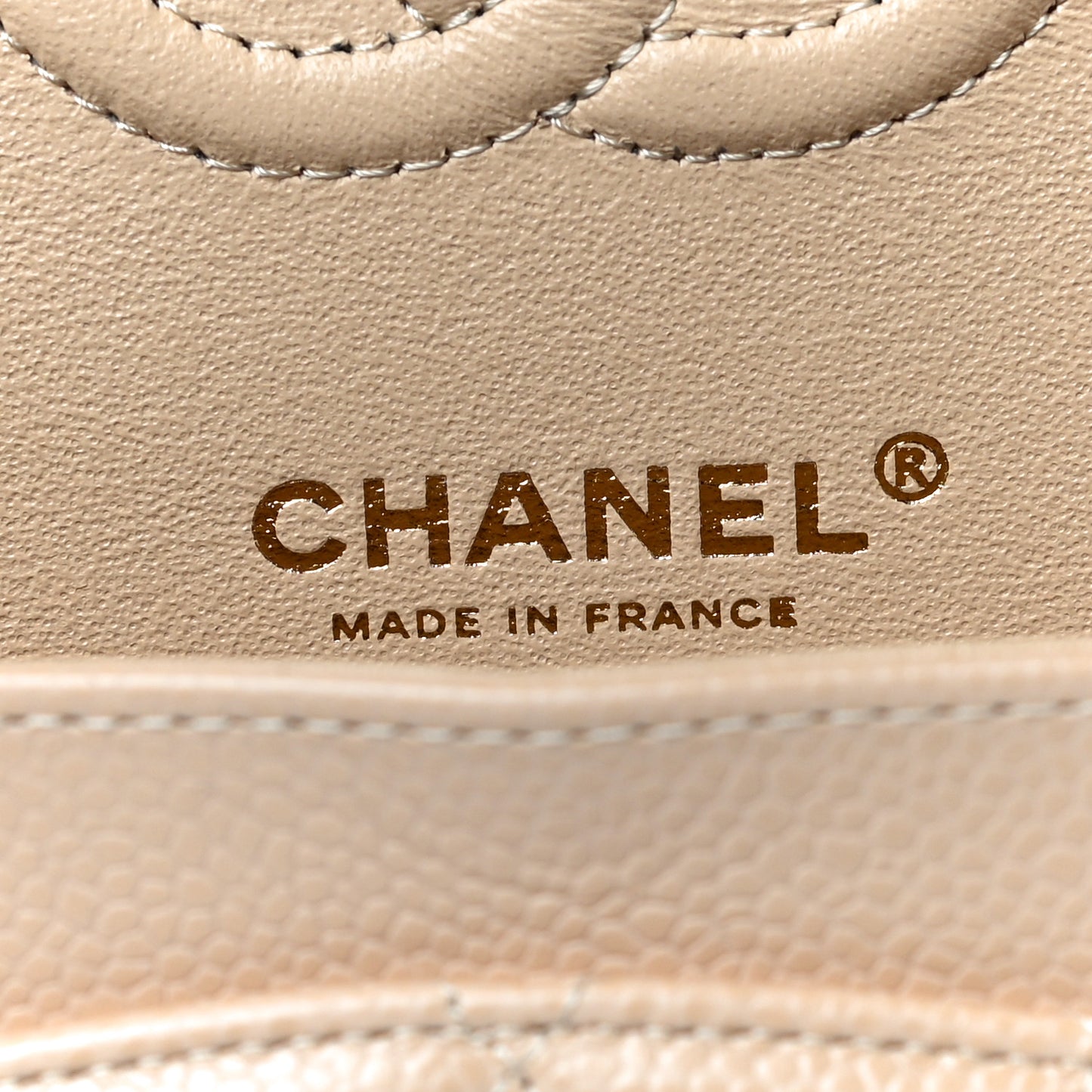 Caviar Quilted Small Double Flap Beige