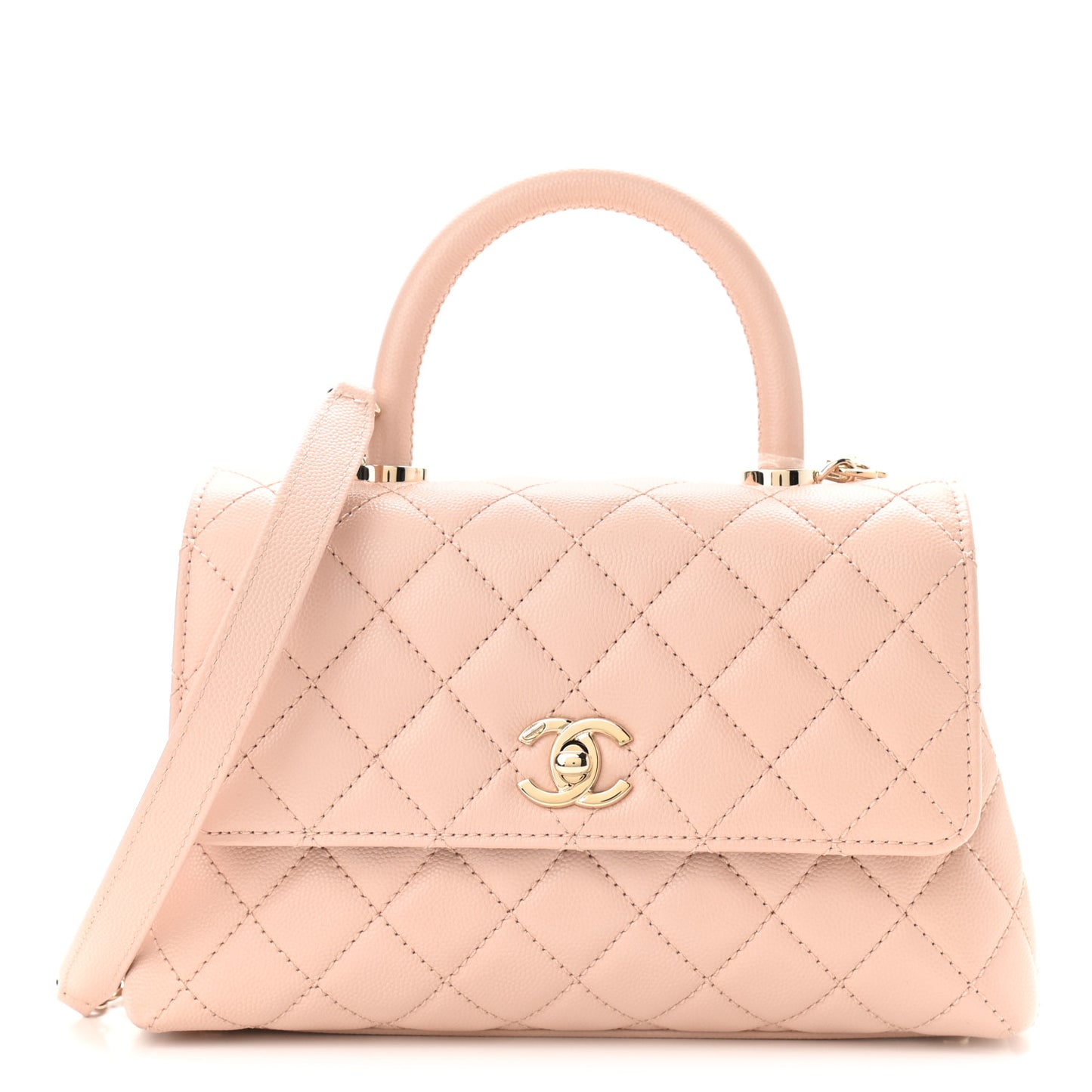 Caviar Quilted Mini Coco Handle Flap Light Pink