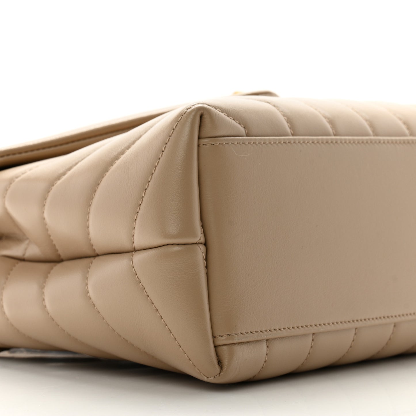 Calfskin Y Quilted Monogram Small Loulou Chain Satchel Dark Beige