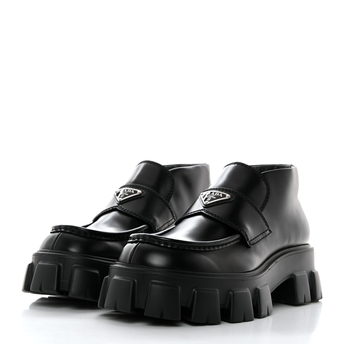 Spazzolato Rois Metal Triangle Logo Mens Monolith 60mm Mid Loafers 8.5 Black