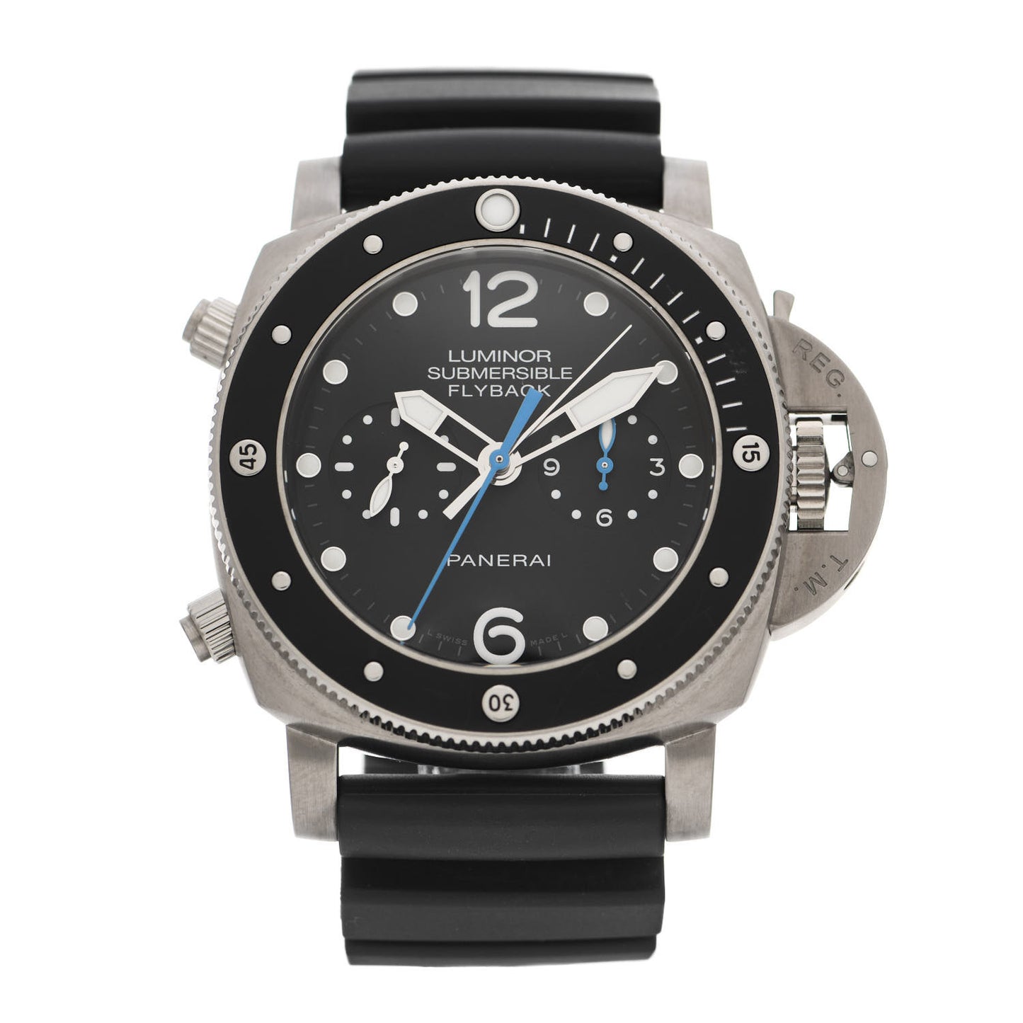 Titanium Rubber 47mm Luminor Submersible Flyback Automatic Watch Black PAM00615