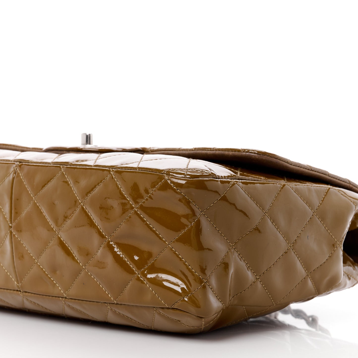 Patent Quilted Jumbo Single Flap Brown