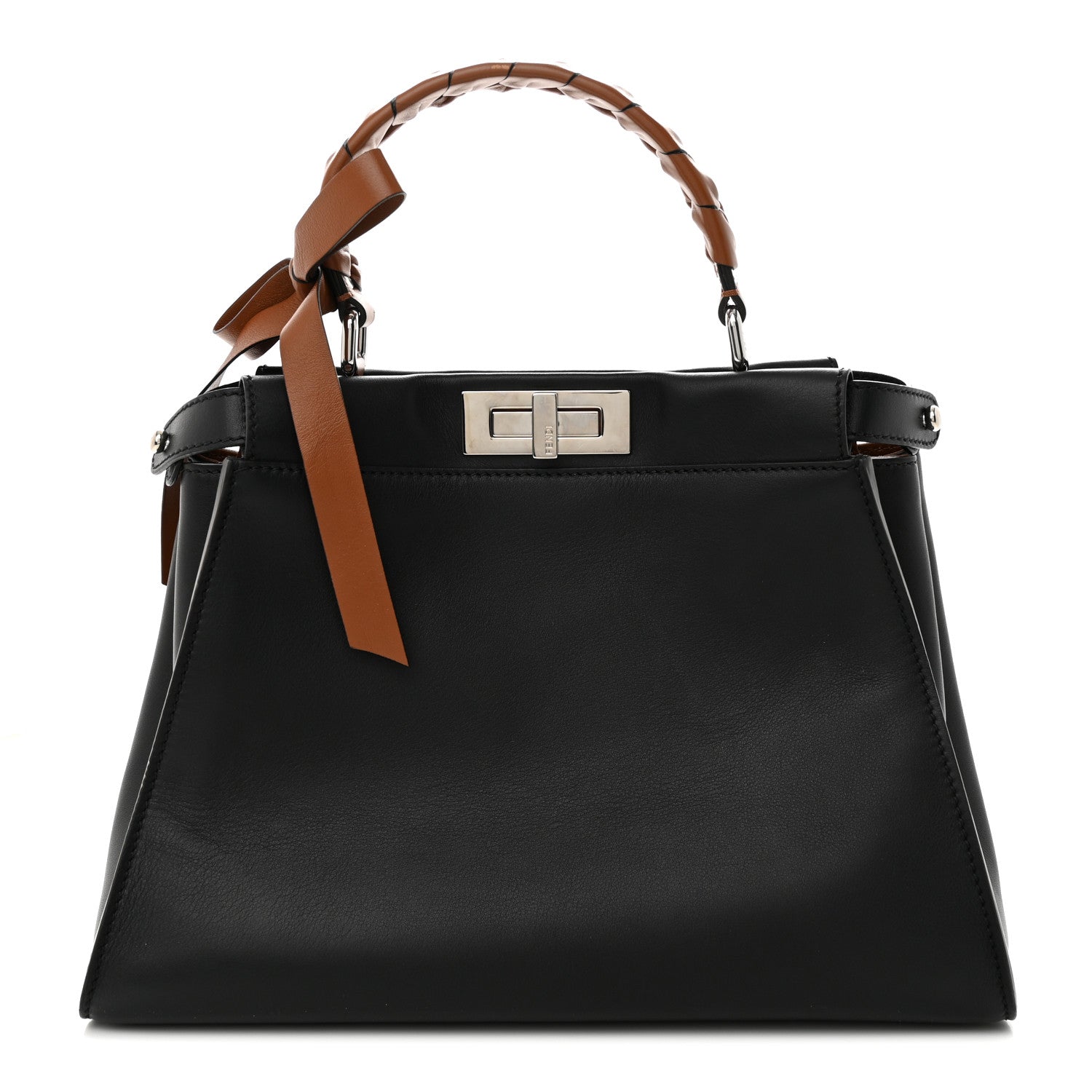 Fendi Vitello Seta Nappa Ribbon Medium Peekaboo Iconic Satchel
