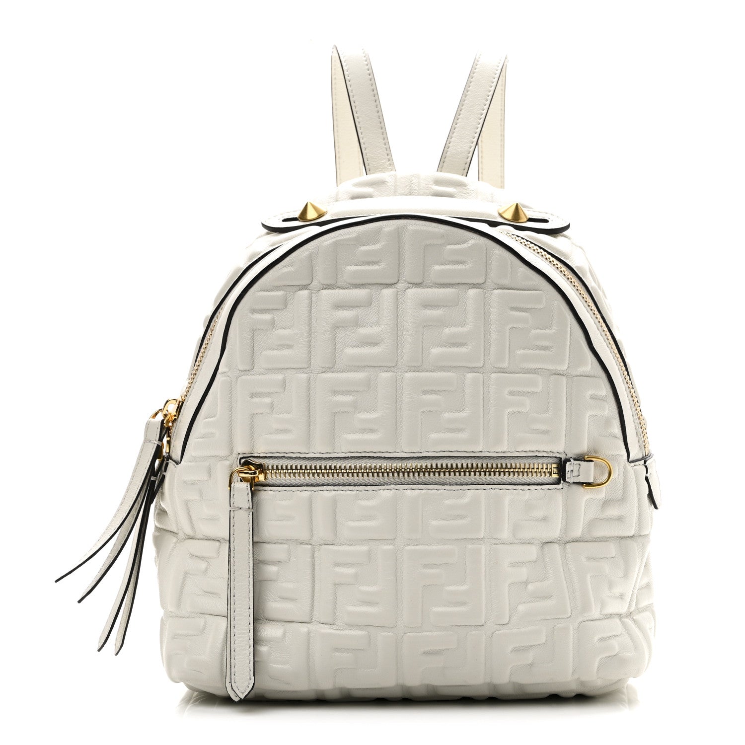 fendi backpack mini white Fendi Nappa FF 1974 Embossed Mini Backpack White 1784766 – FASHIONPHILE