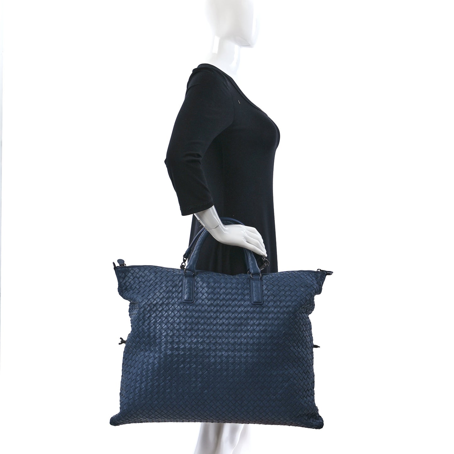 Nappa Intrecciato Maxi Convertible Tote Baltic Blue