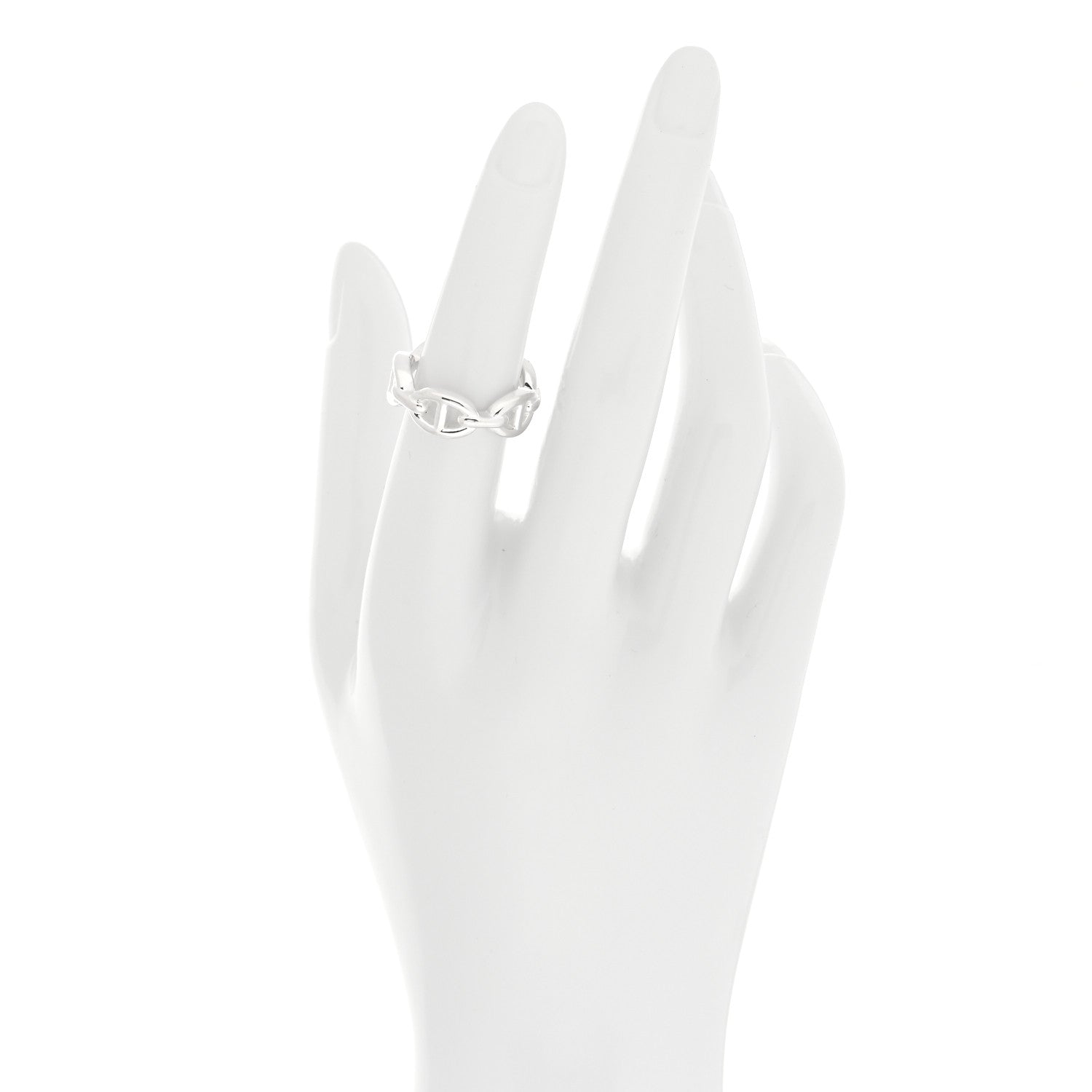 Hermes Sterling Silver PM Chaine d'Ancre Enchainee Band Ring 52 6 2 of 6