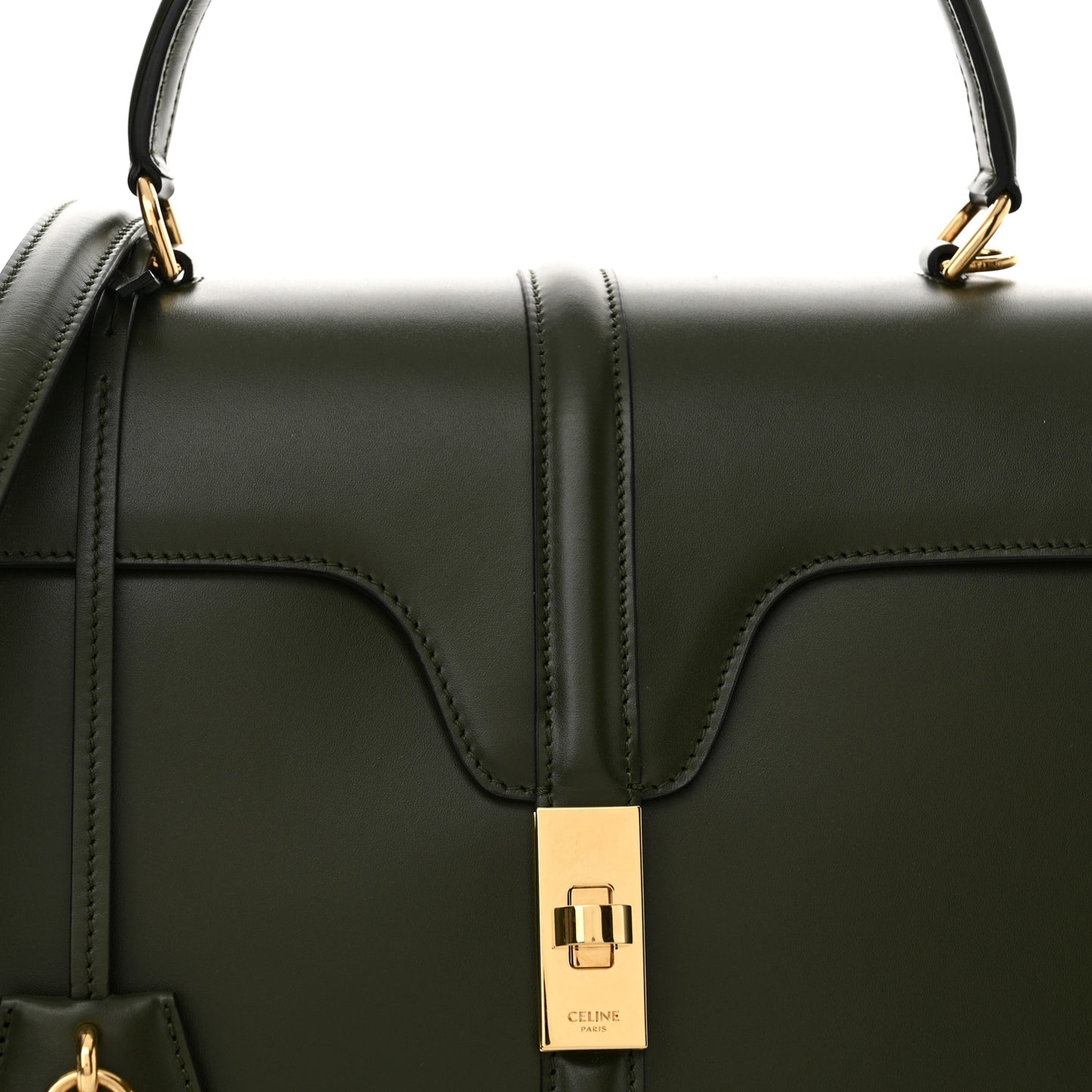 Satinated Calfskin Medium 16 Top Handle Bag Khaki