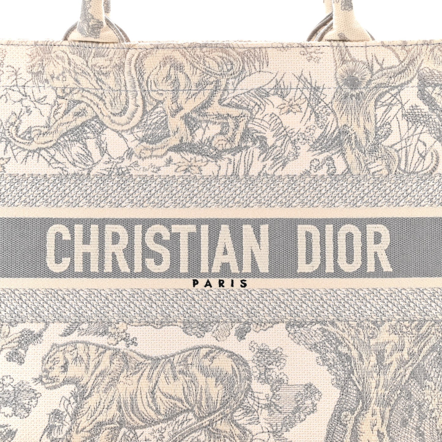 Canvas Embroidered Medium Dioriviera Toile De Jouy Book Tote Gray