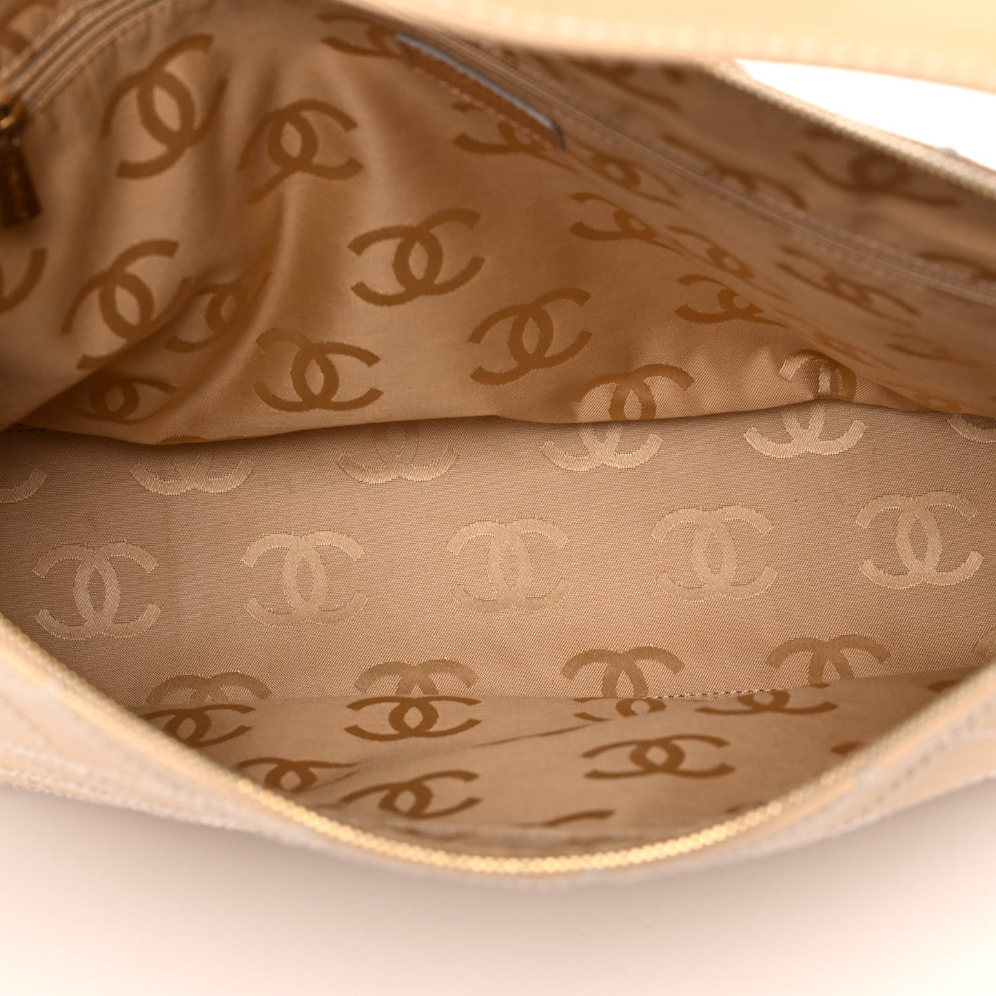 Calfskin Stitched Shoulder Bag Beige