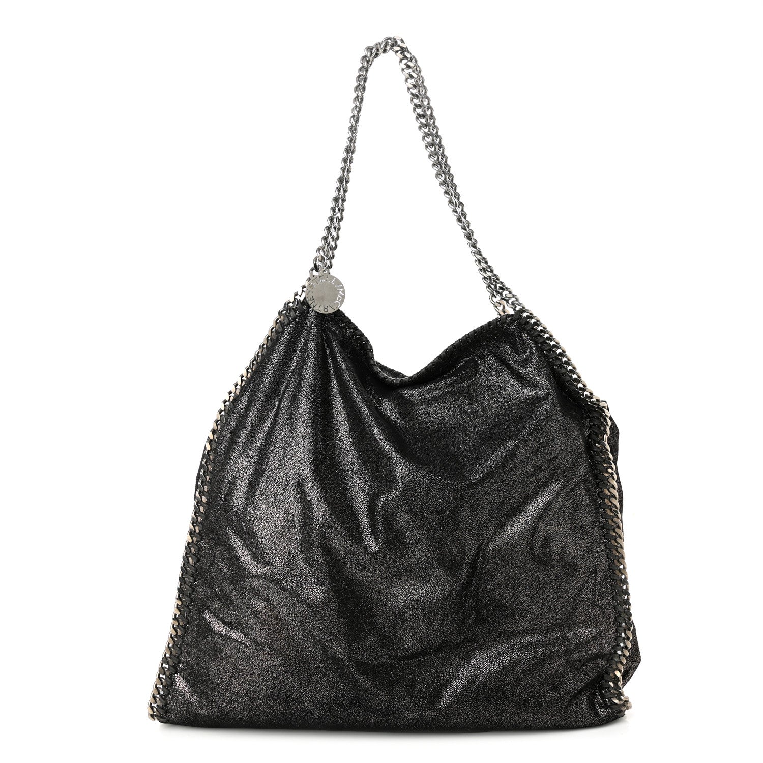 Stella McCartney Chamois Shiny Dotted Falabella Fold Over Tote Ruthenium 1 of 9