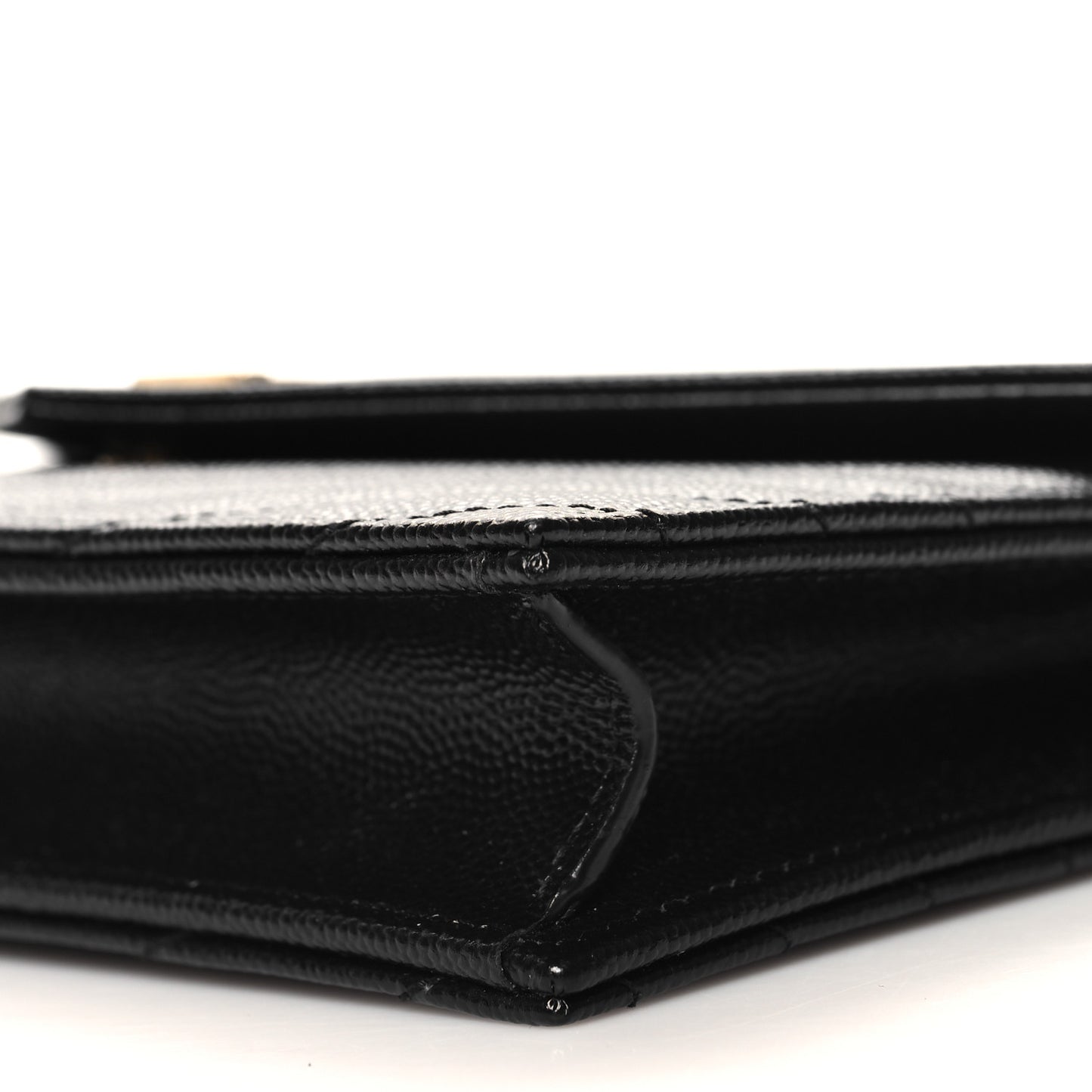 Grain De Poudre Matelasse Chevron Monogram Envelope Chain Wallet Black