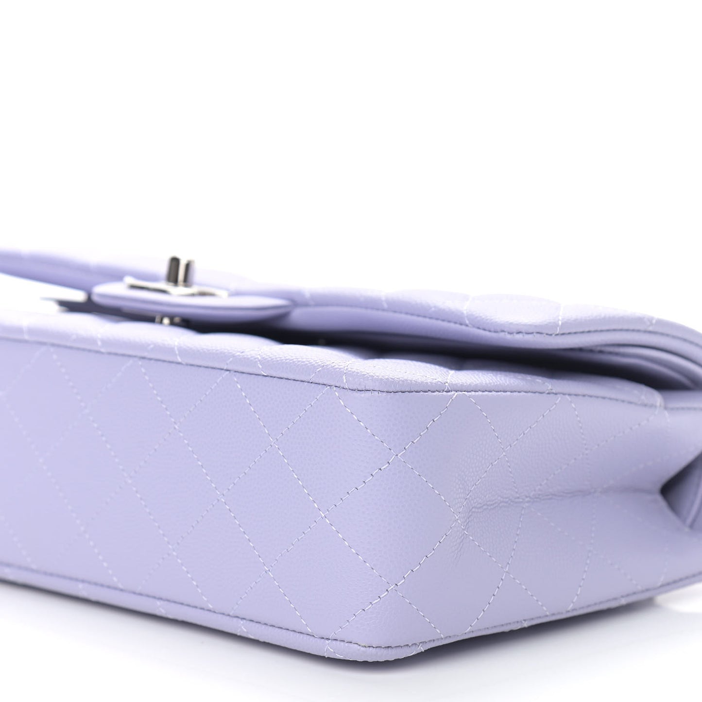 Caviar Quilted Medium Double Flap Light Purple