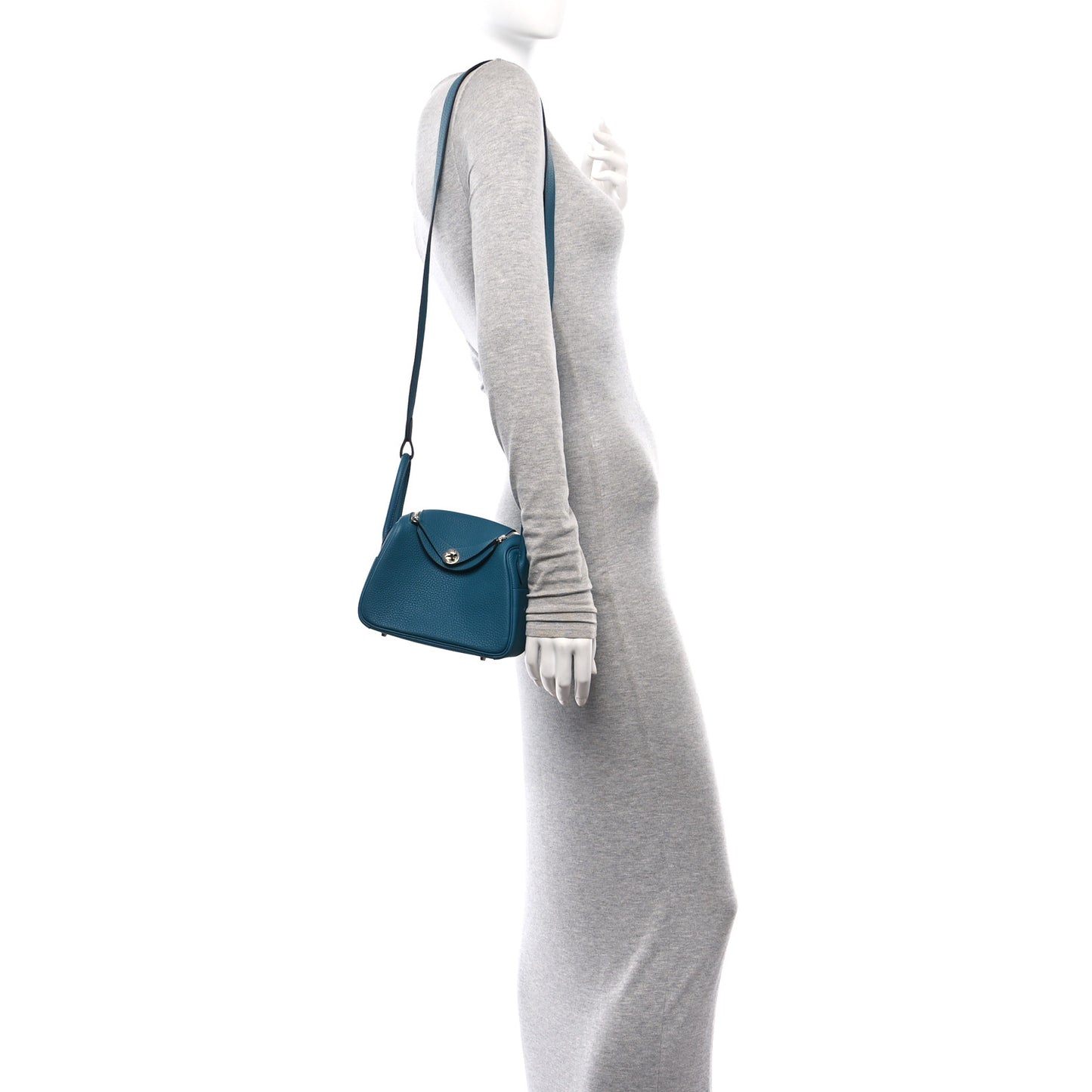 Taurillon Clemence Mini Lindy 20 Vert Bosphore