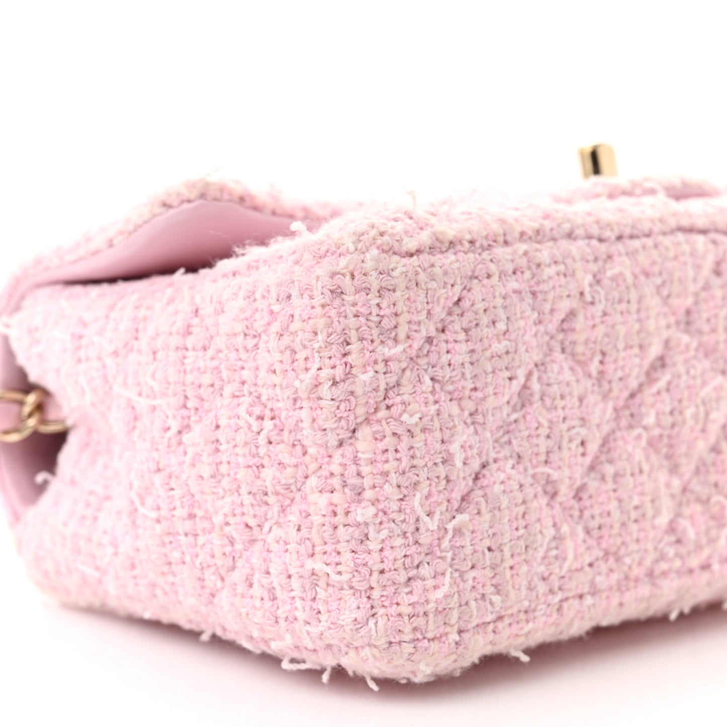 Tweed Quilted Mini Rectangular Flap Pink