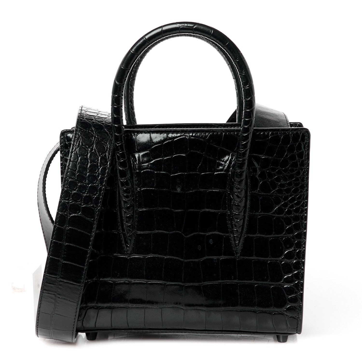 Christian Louboutin Calfskin Crocodile Embossed Mini Paloma Black