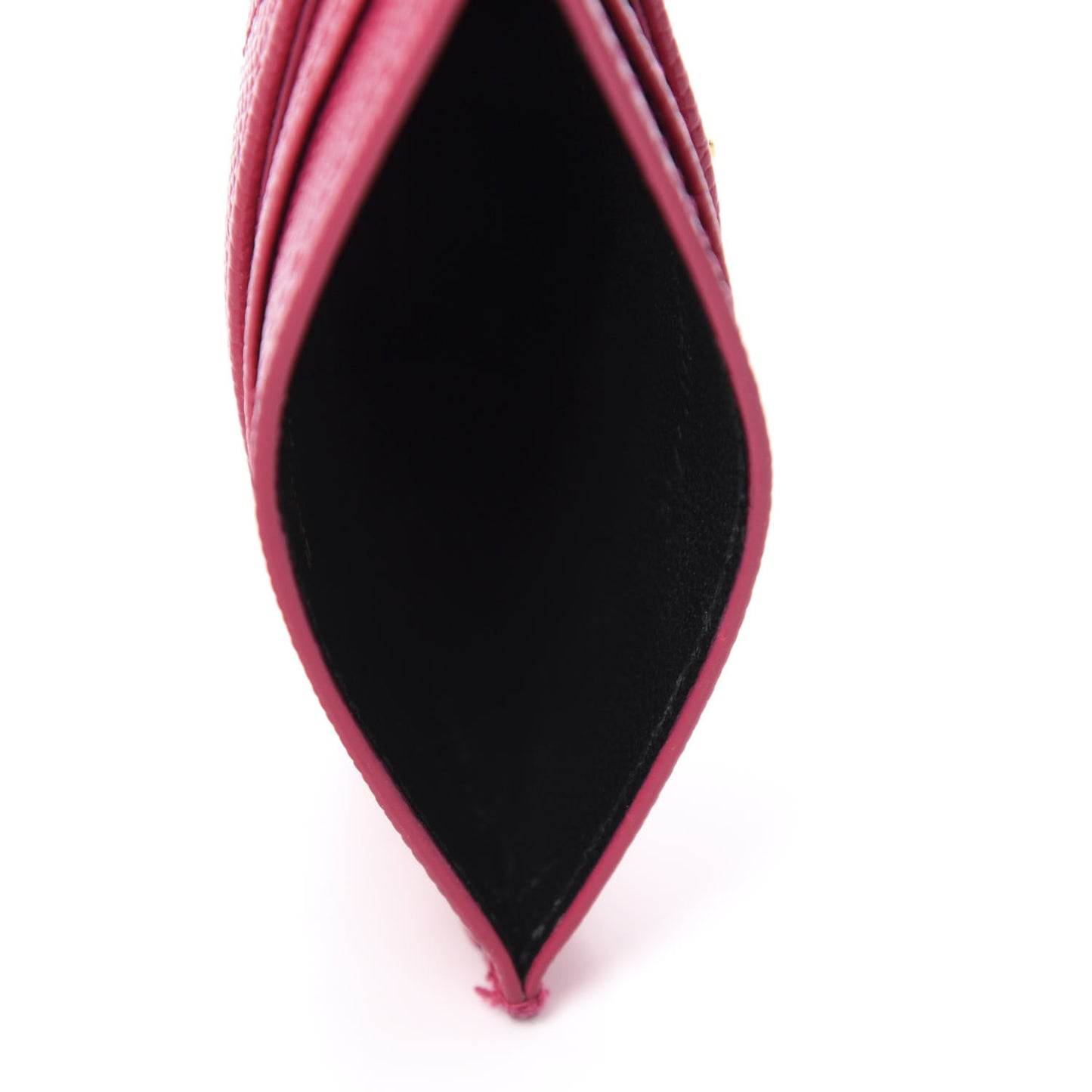 Grain De Poudre Matelasse Chevron Monogram Credit Card Case Fresh Fuxia