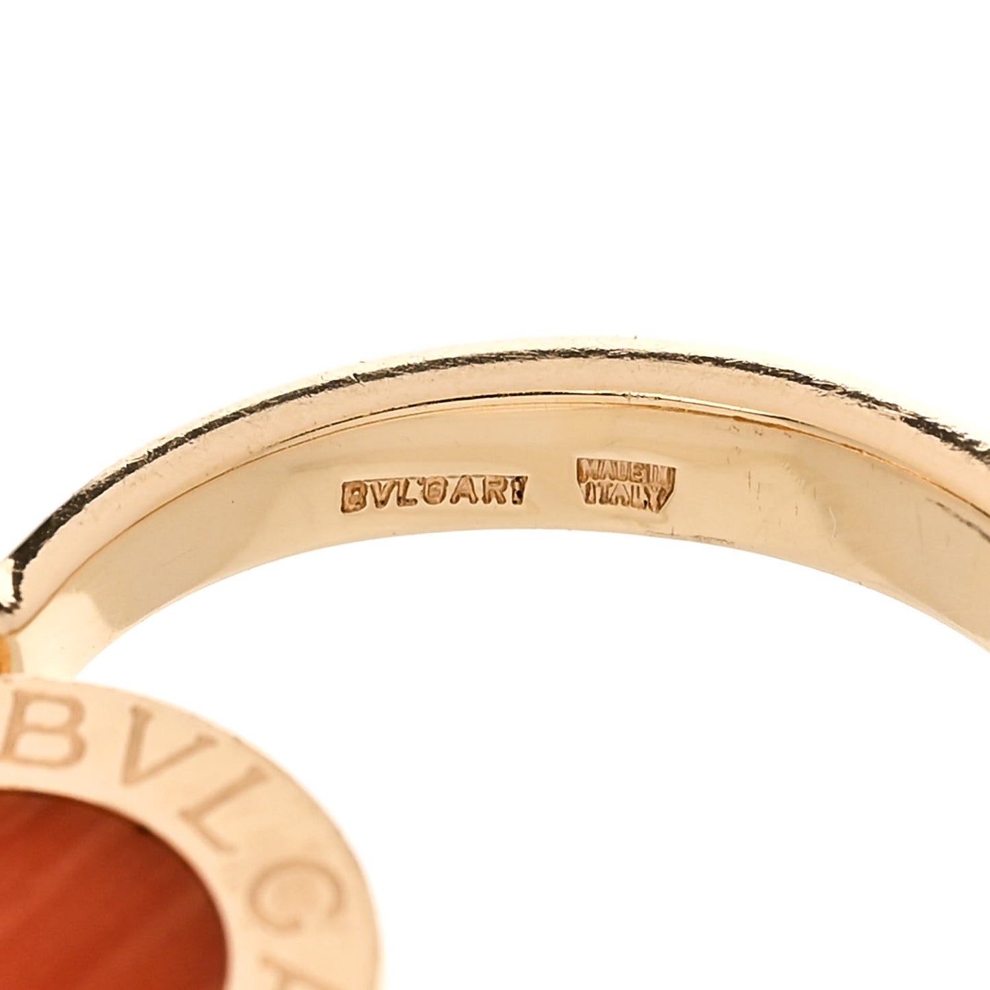 18K Yellow Gold Onyx Coral BVLGARI BVLGARI Ring 48 4.5