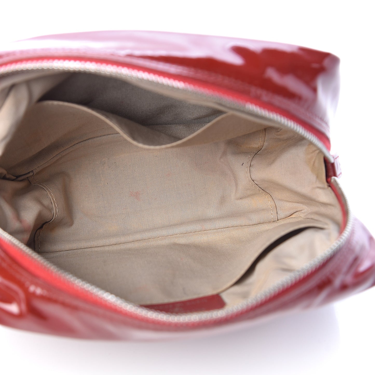 Patent Quilted Brilliant Cosmetic Case Red