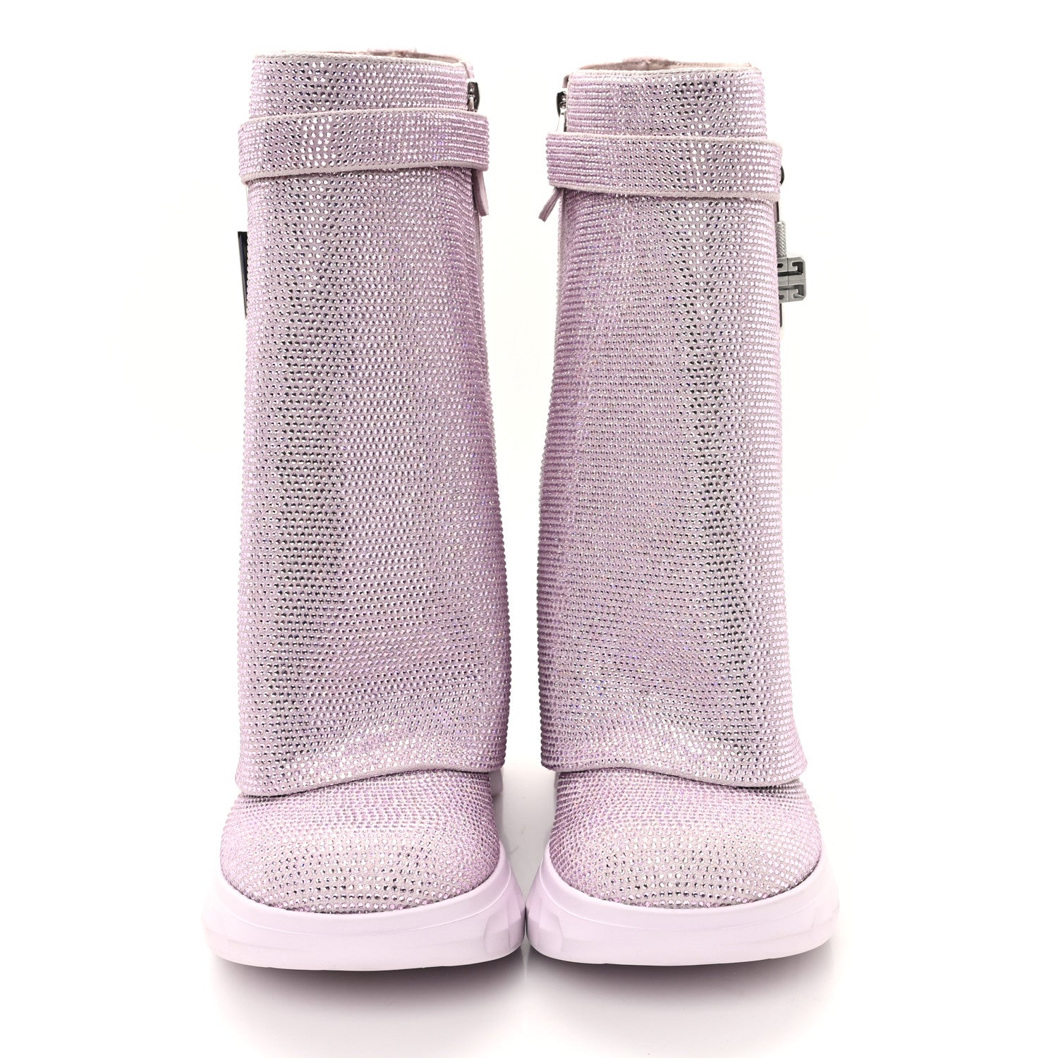 Givenchy Suede Strass Shark Lock Biker Ankle Boots 40 Pink 3 of 9