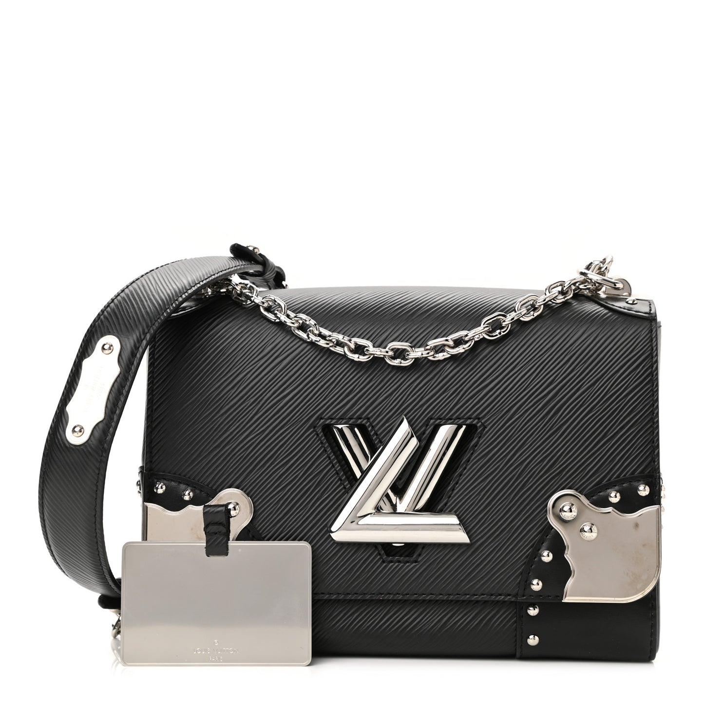 Epi Studded Mirror Twist Shoulder Bag MM Black
