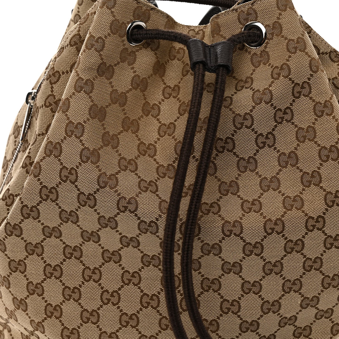 Monogram Dollar Calfskin O Drawstring Backpack Beige Ebony Testa di Moro Dark Chocolate