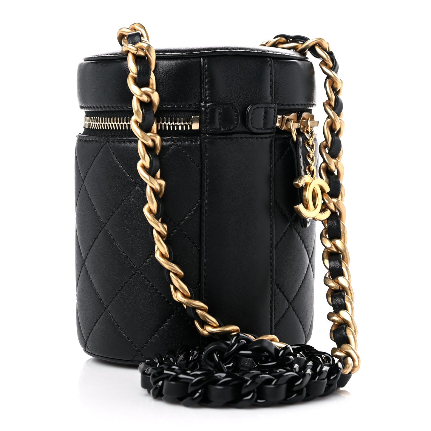 Lambskin Quilted Small Vanity Case Black