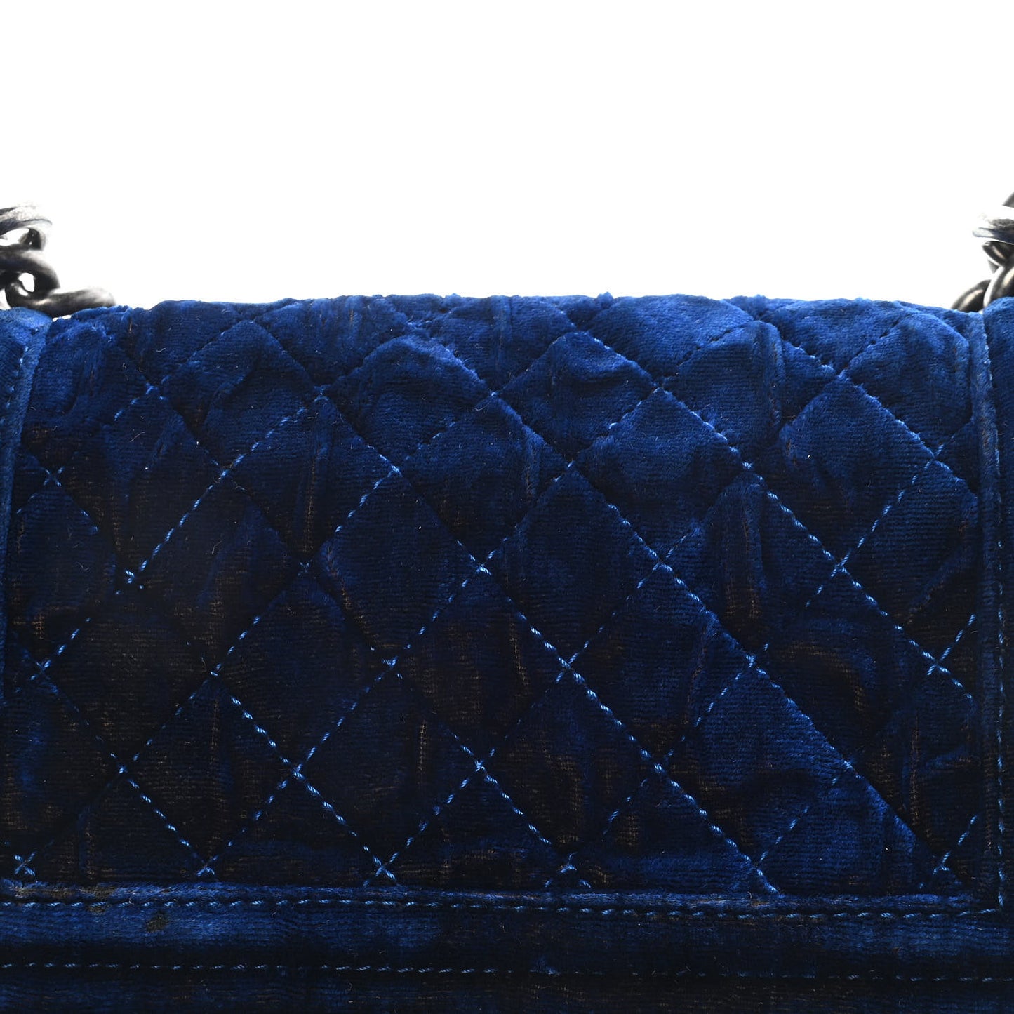 Velvet Quilted Small Boy Flap Blue