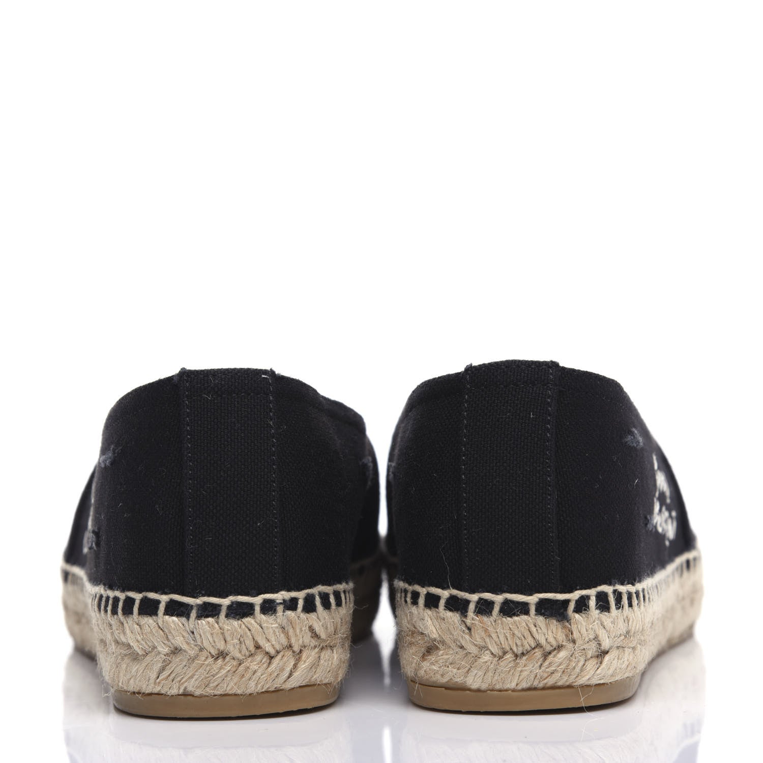 Saint Laurent Canvas Elba Logo Embroidered Espadrilles 35 Black 7 of 10
