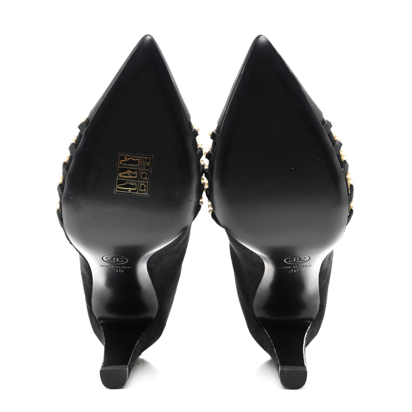 Suede Calfskin Pearl Cap Toe Short Boots 36 Black