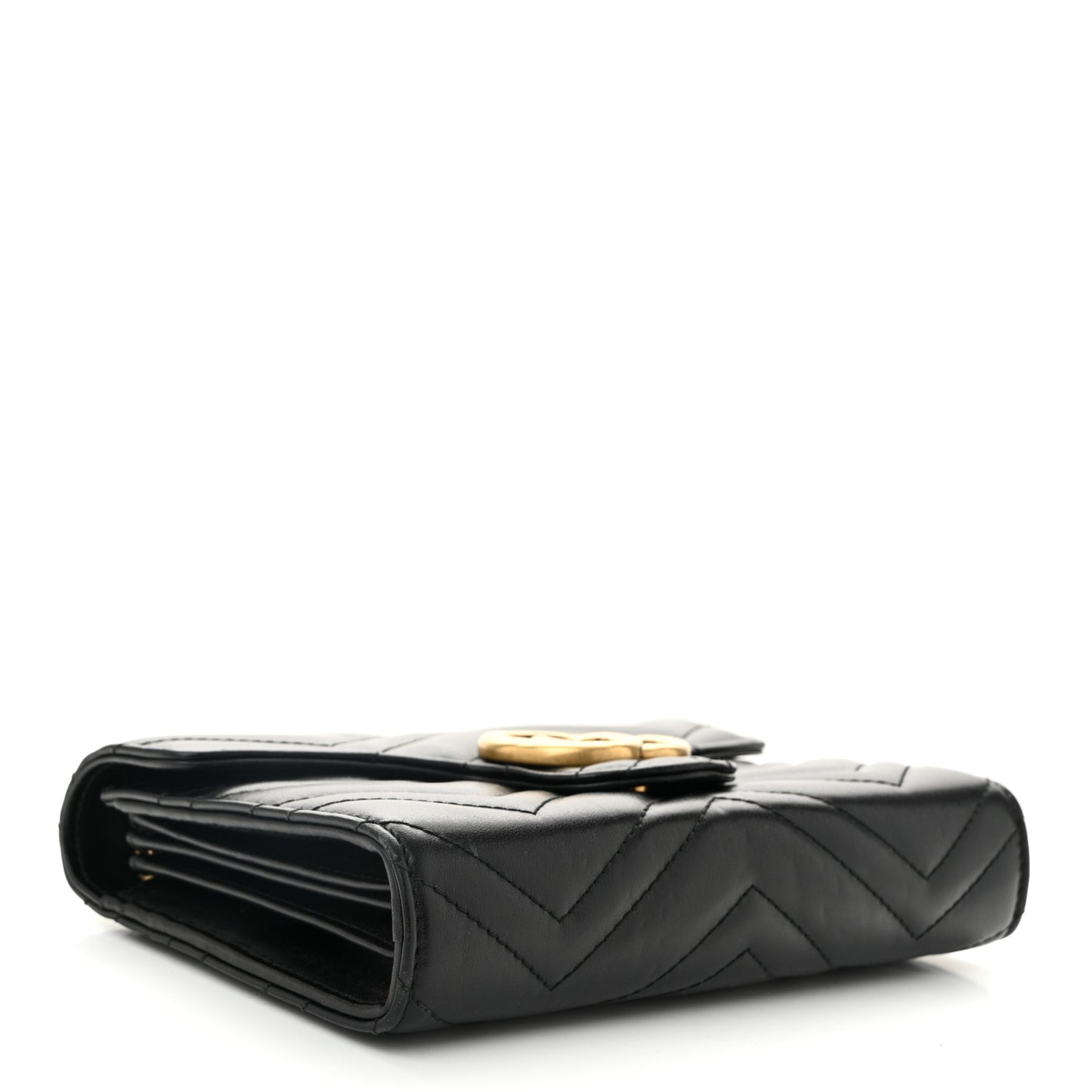 Calfskin Matelasse GG Marmont Chain Wallet Black