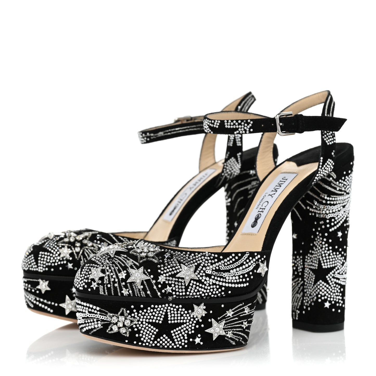 Suede Crystal Supernova Maple 125 Platform Pumps 36 Black