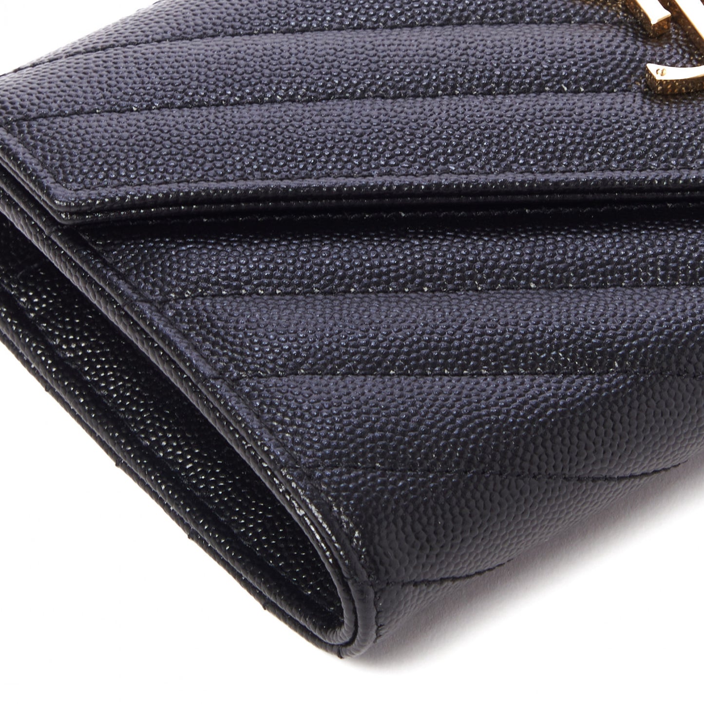 Grain De Poudre Matelasse Chevron Monogram Flap Wallet Black