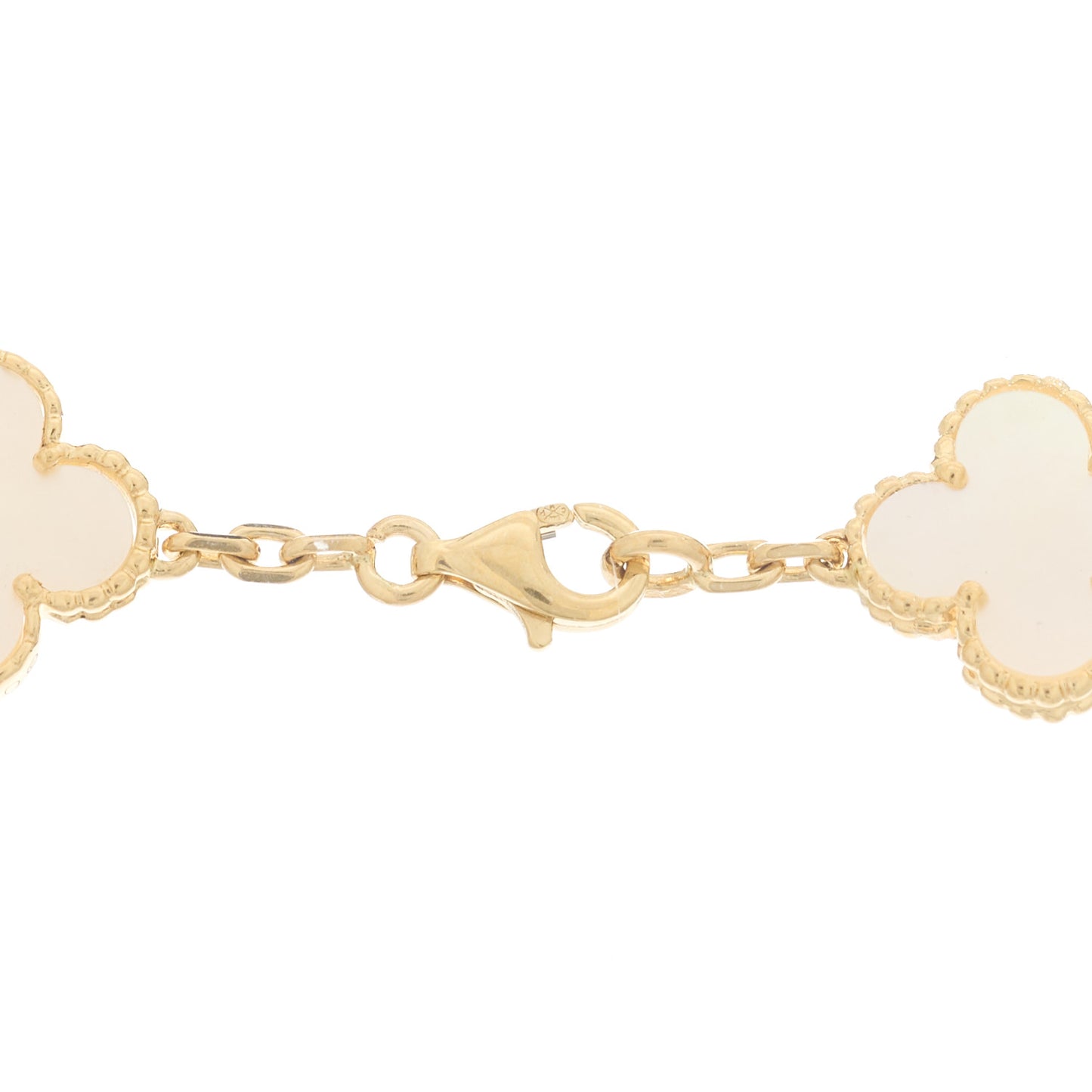 18K Yellow Gold Mother of Pearl 20 Motifs Vintage Alhambra Necklace