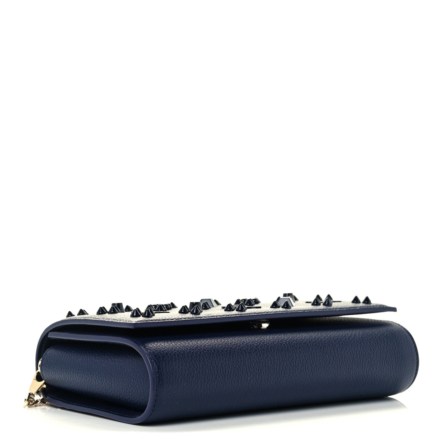 Calfskin Spikes Loubinthesky Paloma Clutch Navy