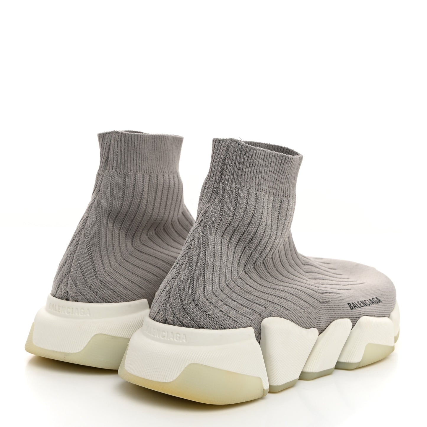 Ribbed Knit Womens Speed 2.0 Transparent Sole Sneakers 40 Baltic Grey White