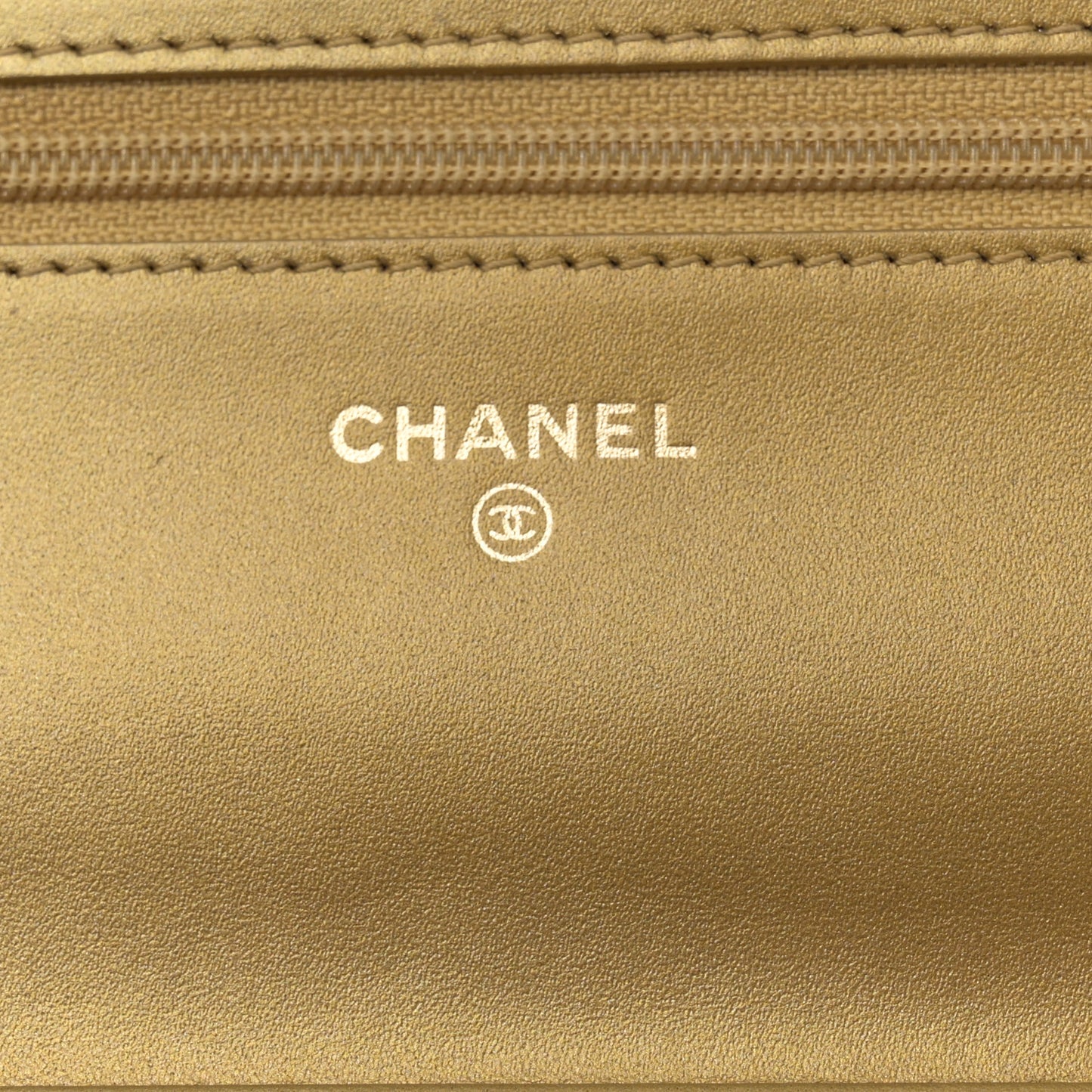 Distressed Calfskin Quilted Boy Wallet On Chain WOC Gold