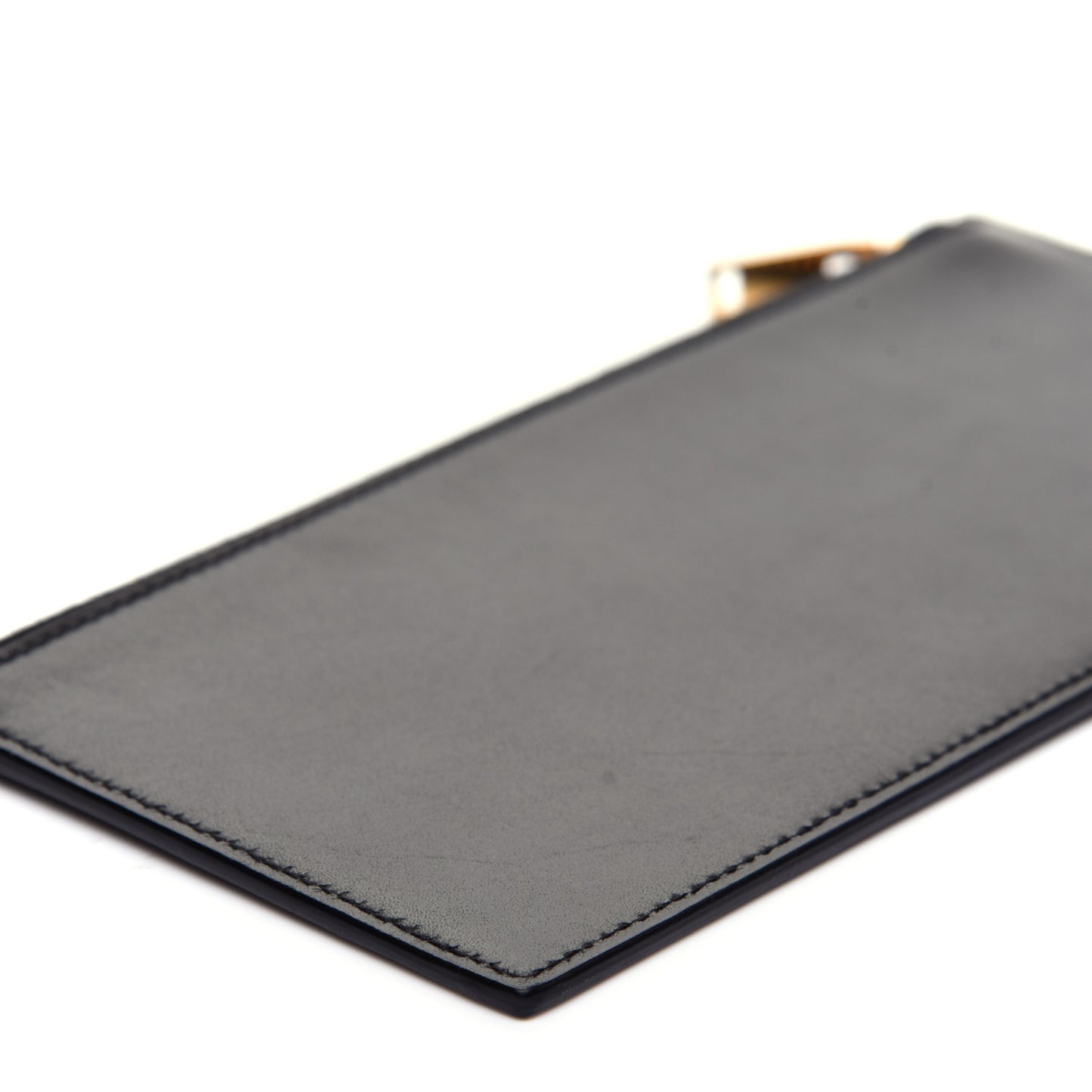 Calfskin 4 Fragments Zip Pouch Black