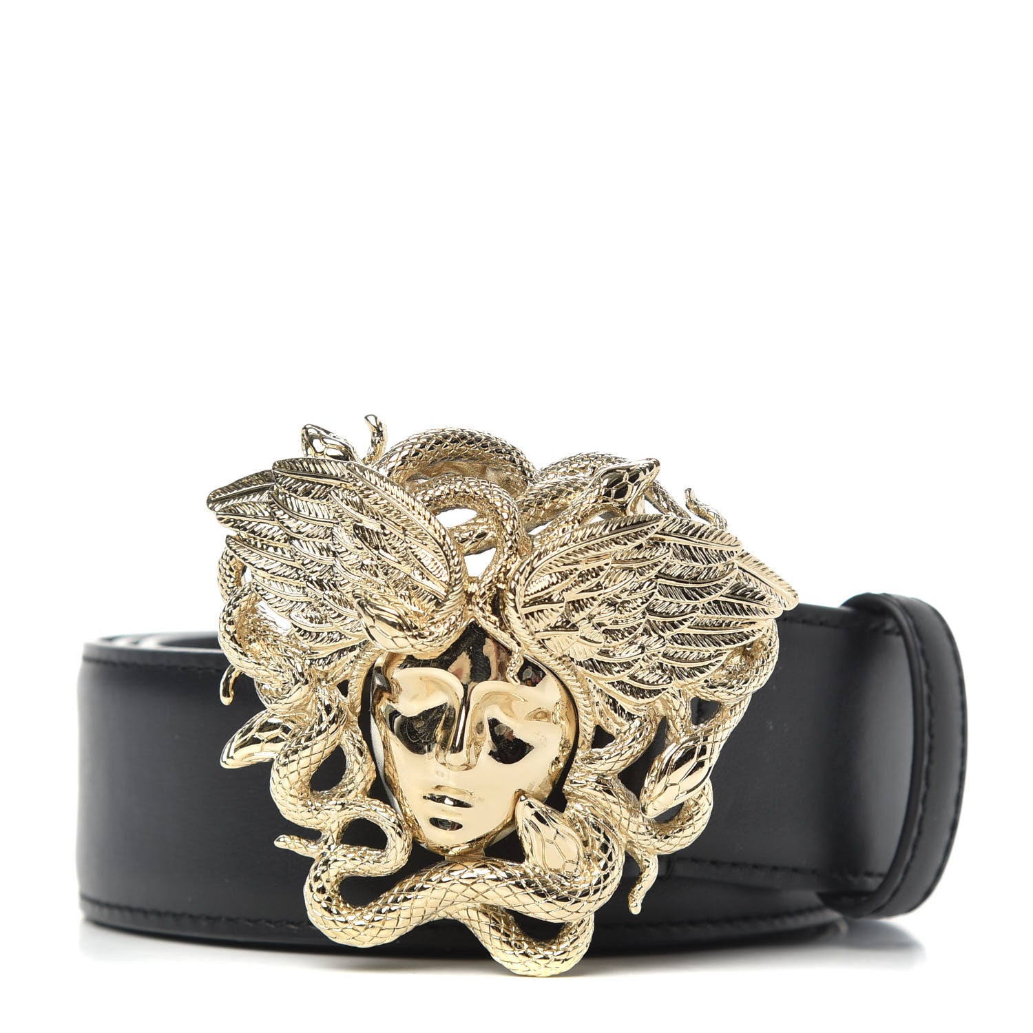 VERSACE メデューサヘッド レザーベルト 105cm VERSACE Mens Black Leather Gold Medusa Buckle Dress Belt 105