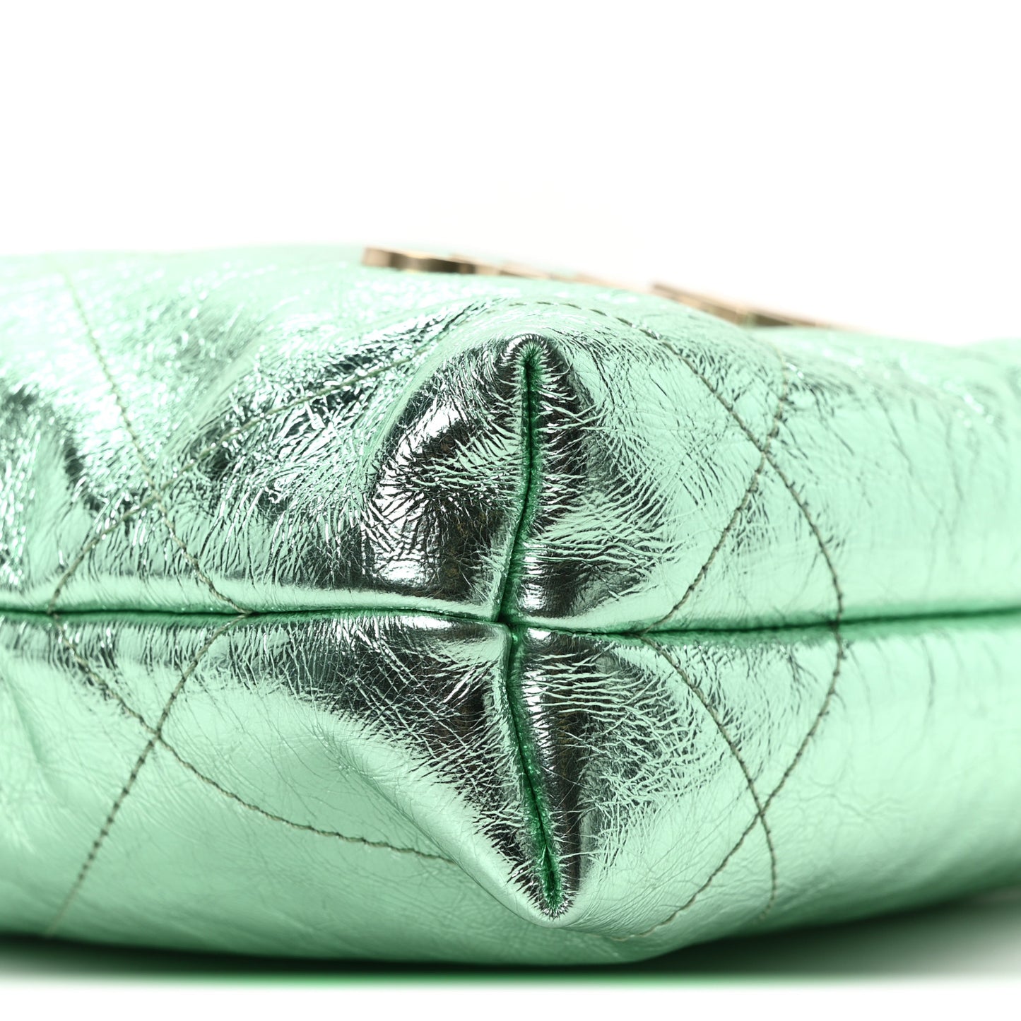 Metallic Calfskin Quilted Mini Chanel 22 Green