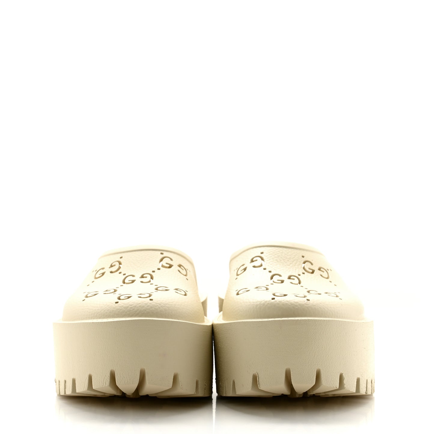 Rubber Monogram GG Go Through Platform Slide Clogs 36 Mystic White
