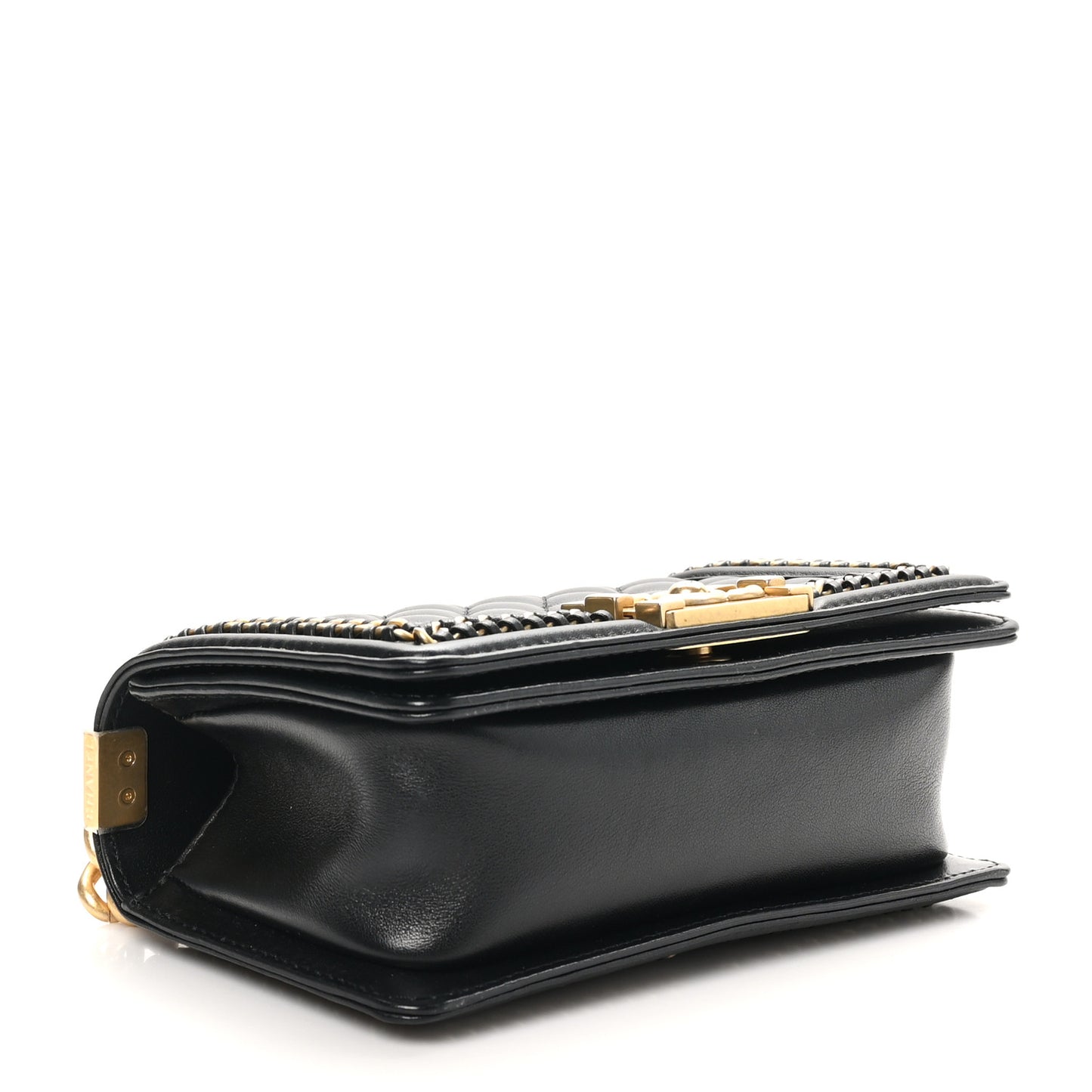 Lambskin Quilted Small Top Handle Boy Flap Black